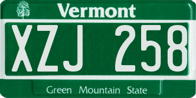 VT license plate XZJ258