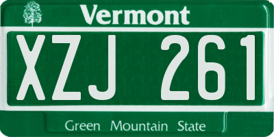 VT license plate XZJ261