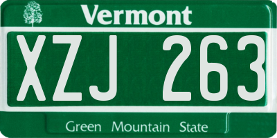 VT license plate XZJ263