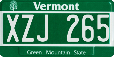 VT license plate XZJ265