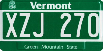 VT license plate XZJ270