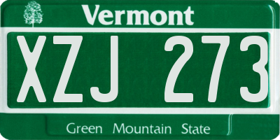 VT license plate XZJ273