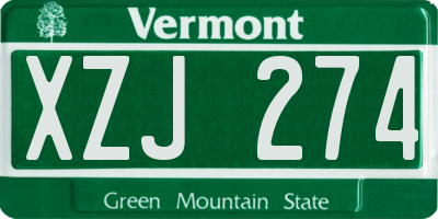 VT license plate XZJ274