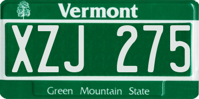 VT license plate XZJ275