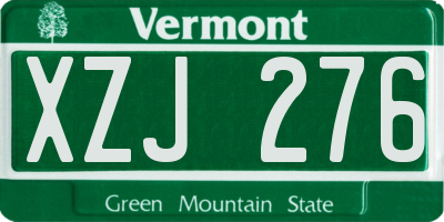VT license plate XZJ276