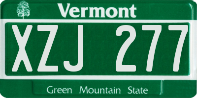 VT license plate XZJ277