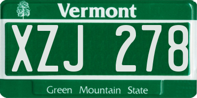 VT license plate XZJ278