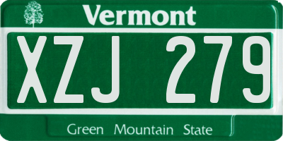VT license plate XZJ279