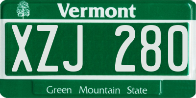 VT license plate XZJ280