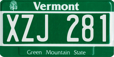 VT license plate XZJ281