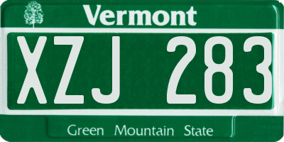 VT license plate XZJ283