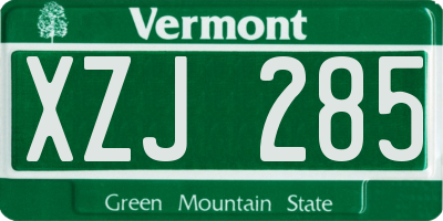 VT license plate XZJ285
