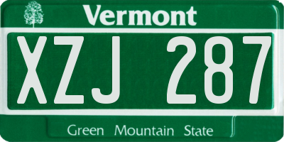 VT license plate XZJ287