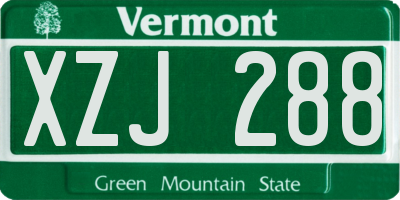 VT license plate XZJ288