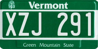 VT license plate XZJ291