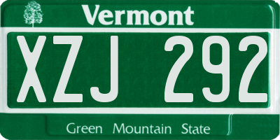 VT license plate XZJ292