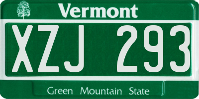 VT license plate XZJ293