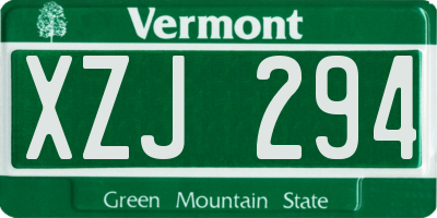 VT license plate XZJ294