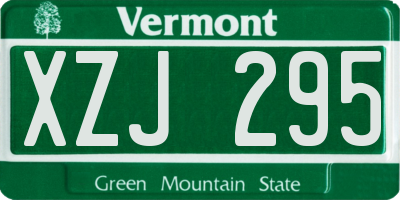 VT license plate XZJ295