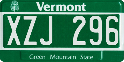 VT license plate XZJ296