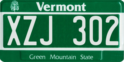 VT license plate XZJ302