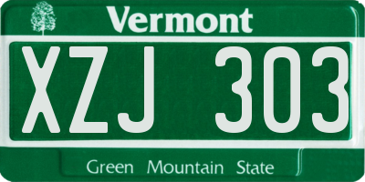 VT license plate XZJ303