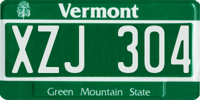 VT license plate XZJ304