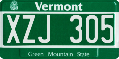VT license plate XZJ305
