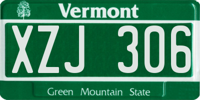 VT license plate XZJ306