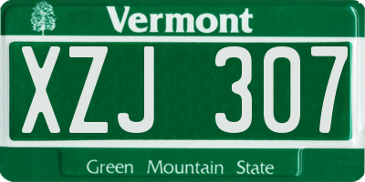 VT license plate XZJ307