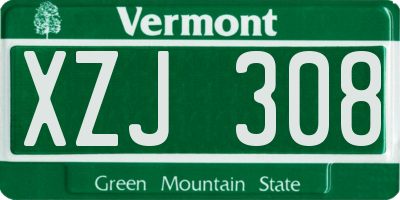 VT license plate XZJ308