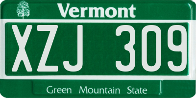 VT license plate XZJ309