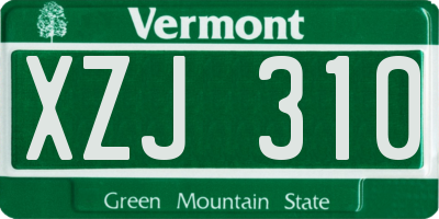 VT license plate XZJ310