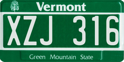 VT license plate XZJ316