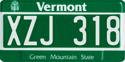 VT license plate XZJ318