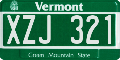VT license plate XZJ321