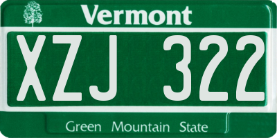 VT license plate XZJ322