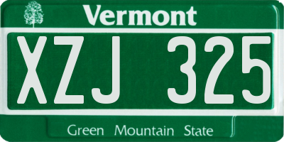 VT license plate XZJ325