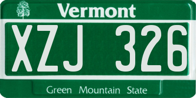 VT license plate XZJ326