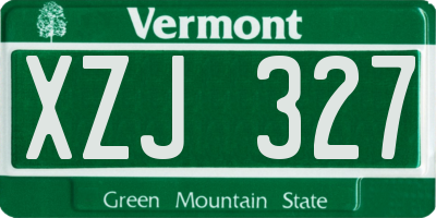 VT license plate XZJ327