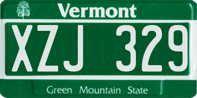 VT license plate XZJ329