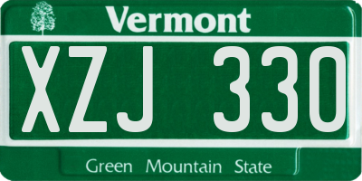 VT license plate XZJ330
