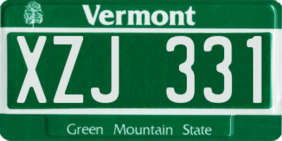 VT license plate XZJ331