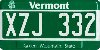 VT license plate XZJ332