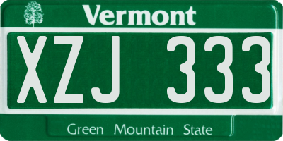 VT license plate XZJ333