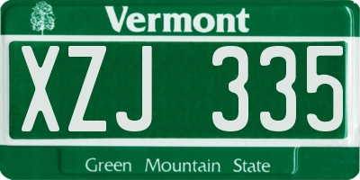VT license plate XZJ335