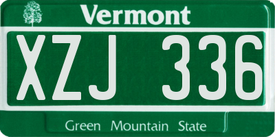 VT license plate XZJ336