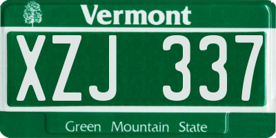 VT license plate XZJ337