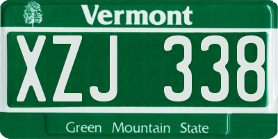VT license plate XZJ338