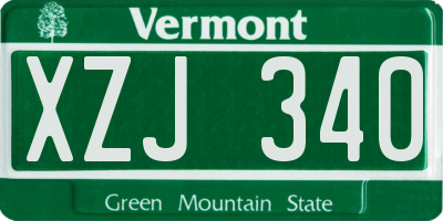 VT license plate XZJ340